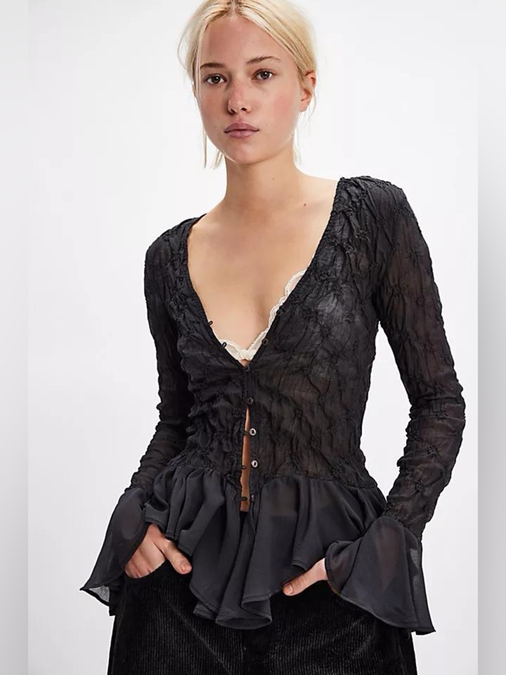 Free People Elias Smocked Blouse - Picture 5 of 9